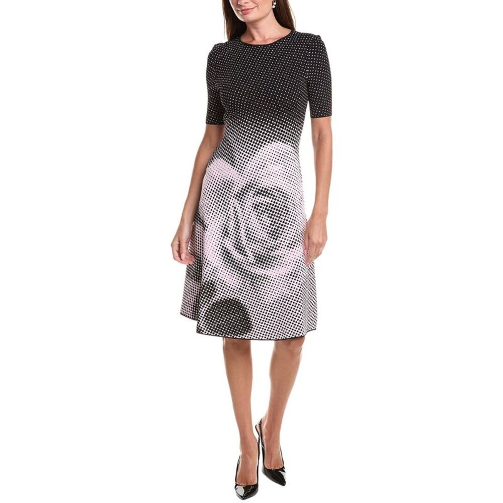 Teri Jon By Rickie Freeman Womens Double Knit Dotte Midi Dress, Black